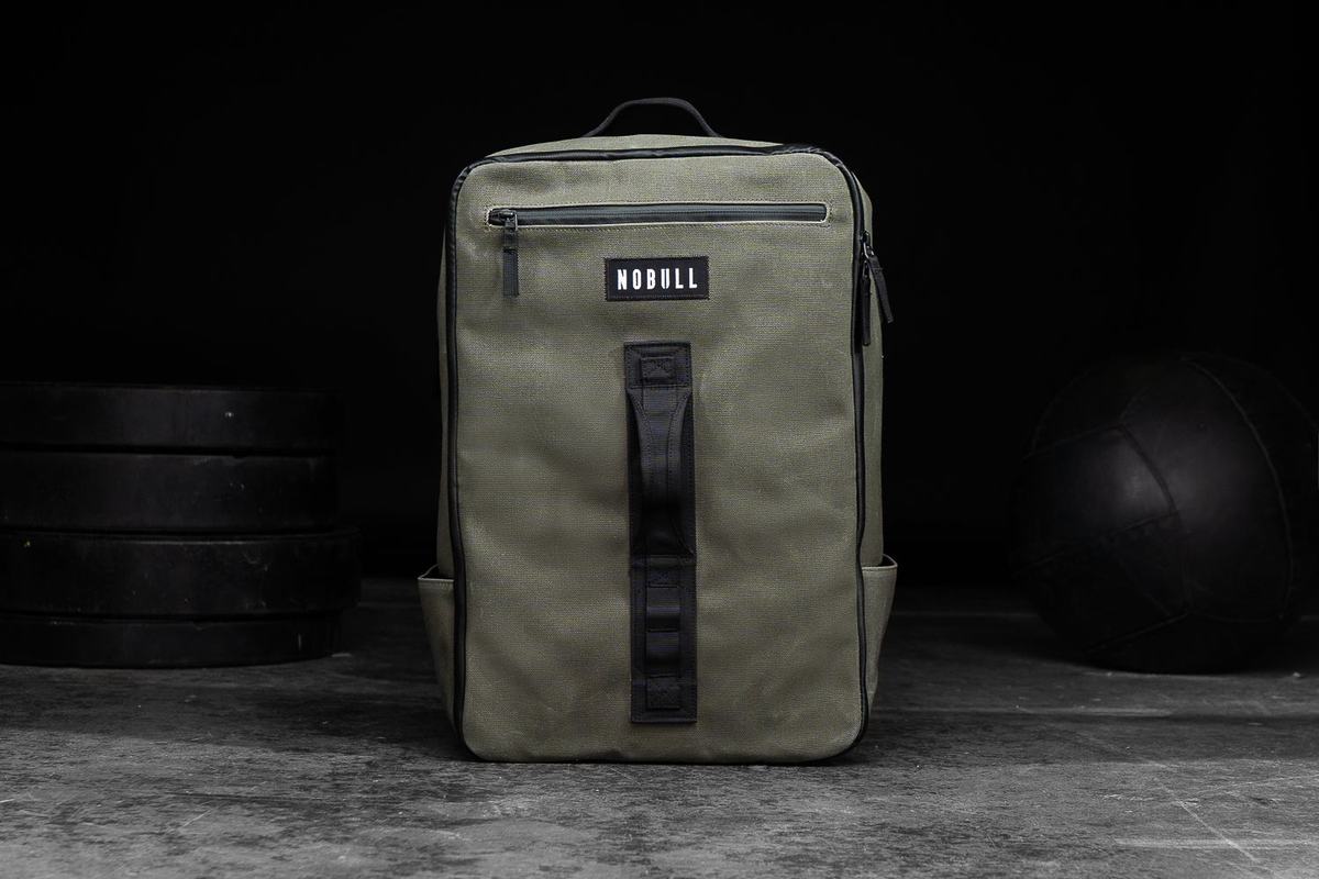 Nobull Waxed Canvas Men\'s Backpacks Olive | Australia (CZ8097)